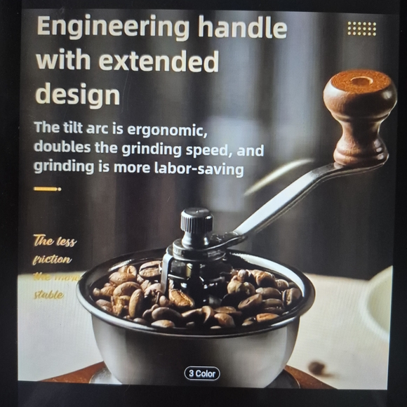 Vintage Coffee Grinder with Drawer - Brown and Silver - Picture 6 of 7